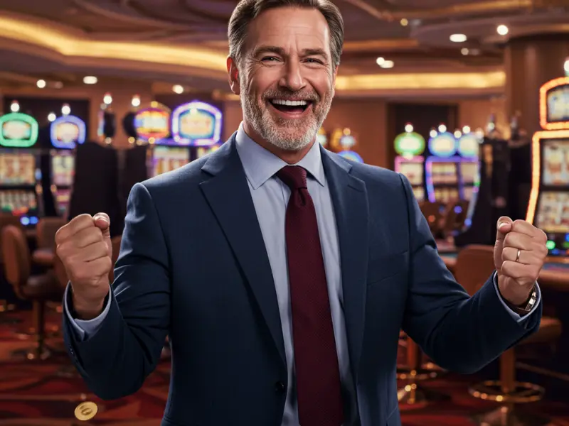 Man smiling and celebrating a win at PHL Win Online Casino