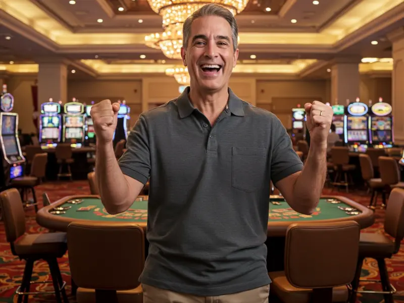 Happy man holding cards after winning a poker game at PHL Win Online