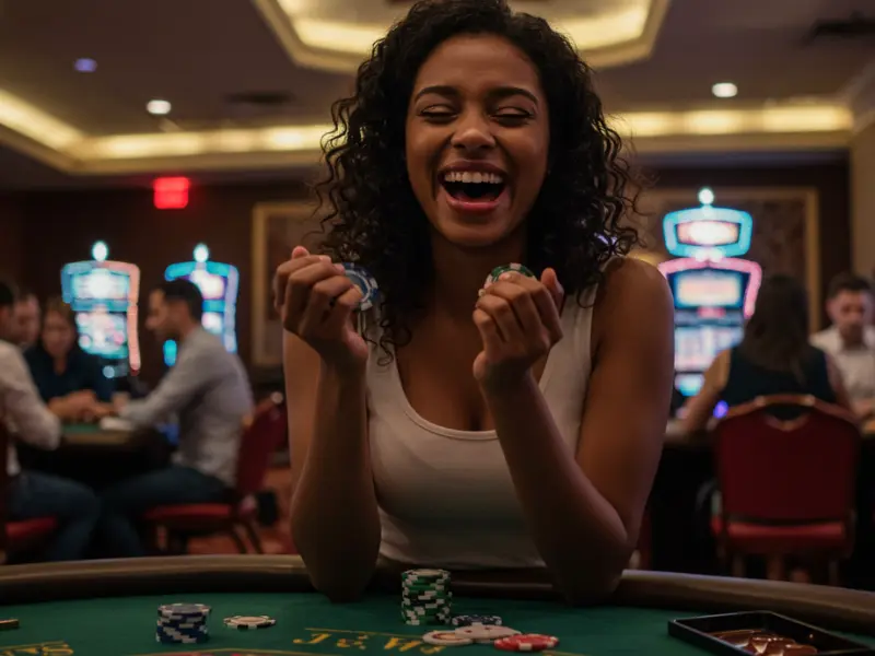 Smiling woman celebrating a poker win during Sabong Nation live event