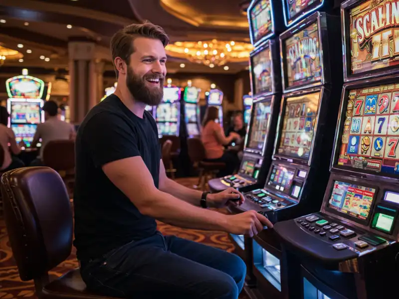 Happy man enjoying card games with Glife