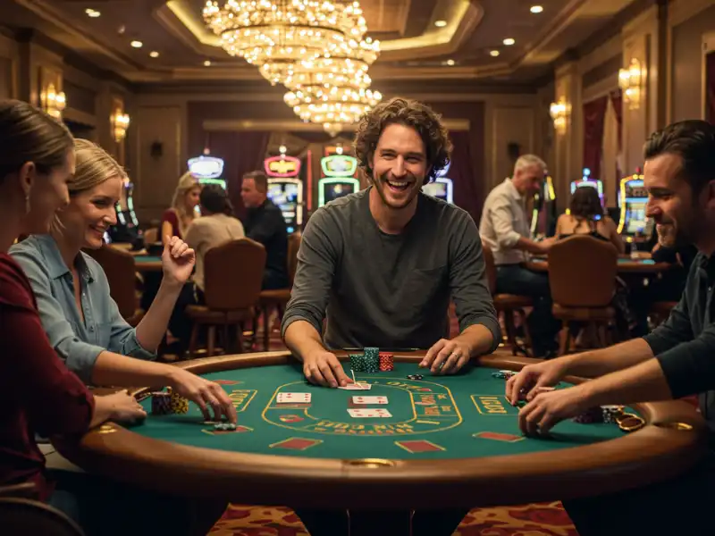 Happy people playing poker on Glife platform